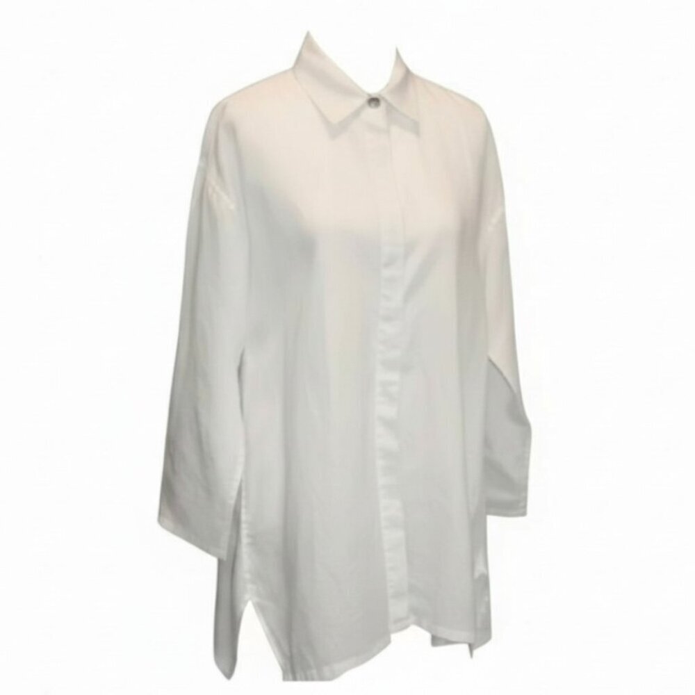 John Mark White With Black & White Accent Long Sleeve Tunic, Size Small …